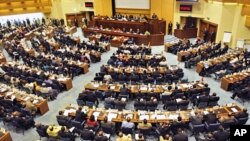 A general view taken 31 Jan 2010 shows the opening of the three-day AU summit in Addis Ababa