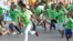 FILE - Children participate in a running event that's part of an awareness campaign to change attitudes and prevent child marriages, in Gondor, Ethiopia, Sept. 2015. (M. Van der Wolfe / VOA)