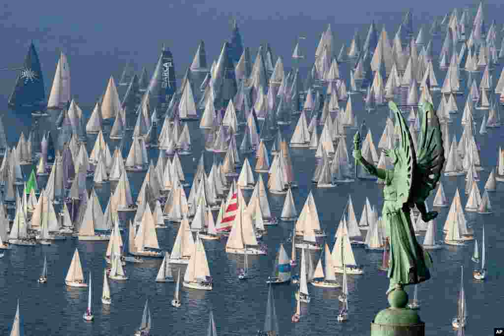 Sailing boats take part in the 51th edition of the traditional &quot;Barcolana&quot; regatta in the gulf of Trieste, north-eastern Italy.