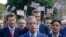Nigel Farage, the leader of the UK Independence Party, speaks to the media on College Green in London, June 24, 2016. 