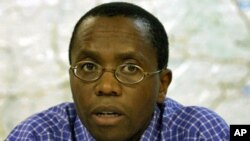 Ignace Murwanashyaka, the head of the Rwanda rebel movement, speaks to journalists in Bukavu, eastern Democratic of Congo, May 4, 2011