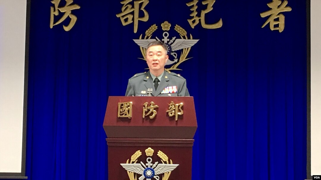 台灣國防部召開記者會。作計室聯合作戰處處長葉國輝說明2019年“漢光35號”演習的規劃。（美國之音海倫）