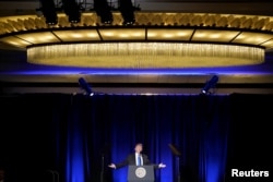 U.S. President Donald Trump delivers remarks at the Major County Sheriffs and Major Cities Chiefs Association Joint Conference in Washington, Feb. 13, 2019.