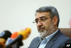 Iranian Interior Minister Abdolreza Rahmani Fazli speaks during a press conference in Tehran, Iran, April 13, 2015.