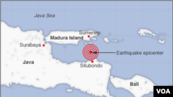 Pusat gempa di perapiran pulau Jawa dan Bali, 11 Oktober 2018. 