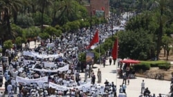 A demonstration May 8, organized by the pro-democracy February 20th Movement in Morocco, to protest terrorism following a bomb explosion in Marrakech