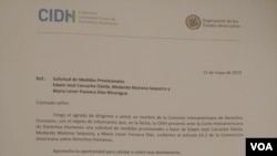 Carta de la Comisión Interamericana de Derechos Humanos. Foto: VOA.