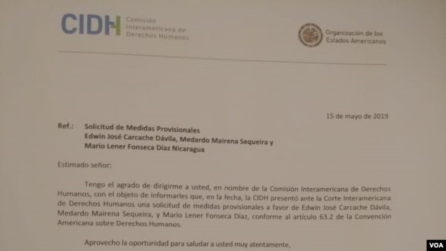 Carta de la Comisión Interamericana de Derechos Humanos. Foto: VOA.