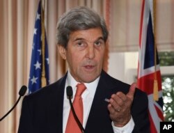 U.S. Secretary of State John Kerry speaks during a press conference with New Zealand Prime Minister John Key at Premier House in Wellington, New Zealand, Nov. 13, 2016.