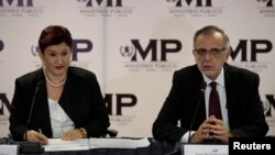 Commissioner of the International Commission Against Impunity in Guatemala (CICIG) Ivan Velasquez (R) and Guatemala's Attorney General Thelma Aldana, hold a news conference in Guatemala City, Guatemala, August 24, 2017.