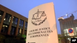 FILE - The European Court of Justice in Luxembourg.