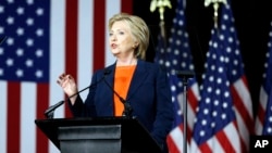 Democratic presidential candidate Hillary Clinton gives an address on national security, in San Diego, California, June 2, 2016.