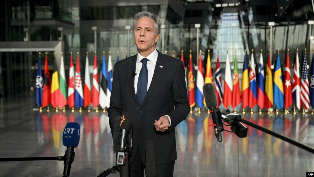 Ngoại trưởng Hoa Kỳ Antony Blinken phát biểu với báo chí sau cuộc họp ở trụ sở NATO tại Brussels vào ngày 13 tháng 11 năm 2024.