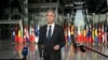 US Secretary of State Antony Blinken talks to the press following a North Atlantic Council Meeting at NATO's headquarters during his one-day visit in Brussels for Ukraine talks with NATO chief, European Union diplomacy boss and Ukraine's Foreign Minister,