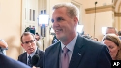 Ketua DPR AS Kevin McCarthy setelah dicopot dari kursinya, Selasa, 3 Oktober 2023. 