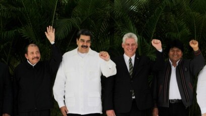 ARCHIVO - El presidente de Nicaragua, Daniel Ortega, el presidente de Venezuela, Nicolás Maduro, el presidente de Cuba, Miguel Díaz-Canel posan para una foto durante la XVI Alianza Bolivariana para los Pueblos de Nuestra América. 