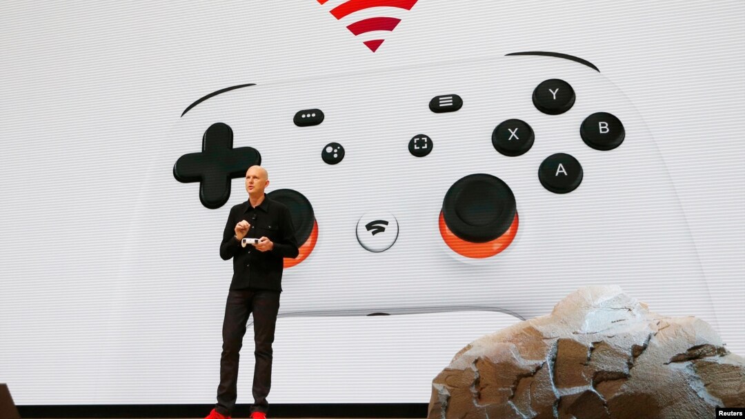 Wakil Presiden Google Phil Harrison mengumunkan layanan streaming gim video, Stadia, pada Konferensi Pengembang Gim di San Francisco, California, 19 Maret 2019. 