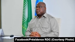 Président Félix Tshisekedi na visio conférence na Goma, Nord-kivu, 7 octobre 2020. (Facebook/Présidence RDC)