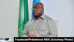 Président Félix Tshisekedi na visio conférence na Goma, Nord-kivu, 7 octobre 2020. (Facebook/Présidence RDC)