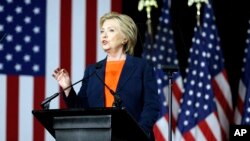 Democratic presidential candidate Hillary Clinton gives an address on national security, in San Diego, California, June 2, 2016.