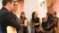 Afghan refugee teacher, Aqeela Asifi, shares her perspective on the Refugee Affected and Hosting Areas Initiative with U.S. Ambassador to Pakistan Richard G. Olson and UNDP Country Director, Marc-André Franche, Aug. 28, 2015. (UNDP Pakistan/Tabinda Siddiqi)