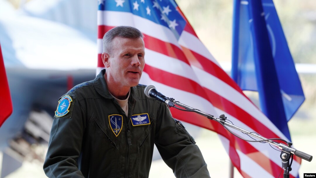 U.S. Air Forces in Europe Commander Tod D. Wolters speaks during NATO Baltic ceremony in Siauliai, Lithuania, Aug. 30, 2017.