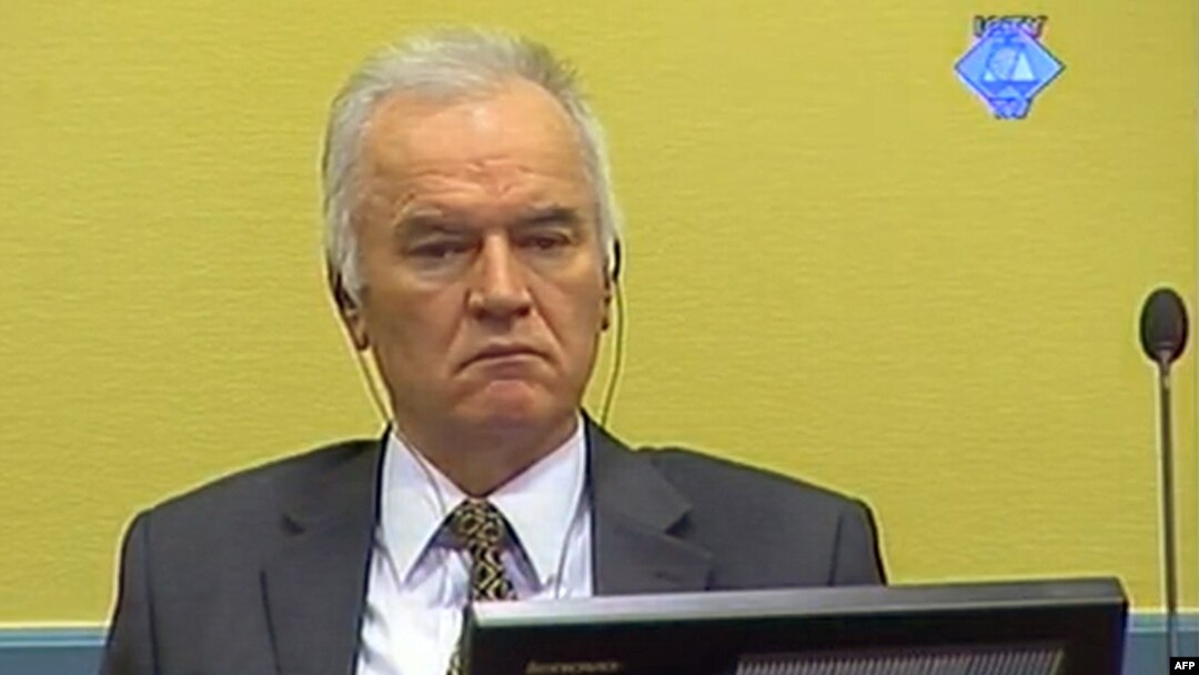 A screen grab released by the International Criminal Tribunal for the former Yugoslavia (ICTY) shows former Bosnian Serb army chief Ratko Mladic sitting in the courtroom in The Hague, May 16, 2012.
