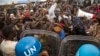 Internally Displaced People (IDP) demonstrate during the visit of the US Ambassador to the UN, at the UN Protections of Civilians (PoC) in Juba on October 25, 2017. 