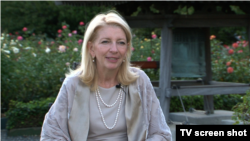 Catherine Russell giving an interview to the BBG Office of Policy.