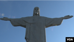 Rio's Christ the Redeemer statue is 30 meters high, not including its eight-meter pedestal, with its arms stretching 28 meters across. (G. Tobias/VOA)