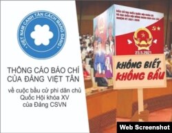 Ảnh minh họa thông cáo ngày 21/5/2021 của Việt Tân về cuộc bầu cử ở Việt Nam.