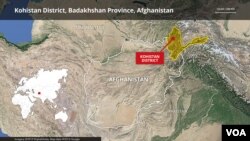 Map showing Kohistan district, Badakhshan province, in Afghanistan.