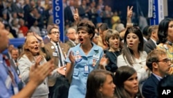 FILE - Party officials at the final meeting of the Democratic National Convention in Chicago, Illinois on August 29, 1968. (AP/file)