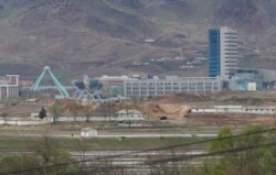 FILE - The Kaesong industrial complex in North Korea is seen from the Taesungdong freedom village inside the demilitarized zone during a press tour in Paju, South Korea, April 24, 2018.