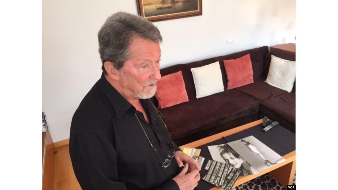 Fashion Photographer Stane Jerko, discovered Melania as a quiet teenager at a fashion show in 1987, shows early pictures of her, Ljubljana, Slovenia. (L. Ramirez/VOA)
