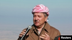 مەسعود بارزانی ڕۆژی 21ـی دوازدەی 2014 لەسەر چیای شنگال لێدوانی بۆ ڕۆژنامەوانان دا، دوای تێکشکانی گرەەپەکە لە باکوری چیاکەدا.
