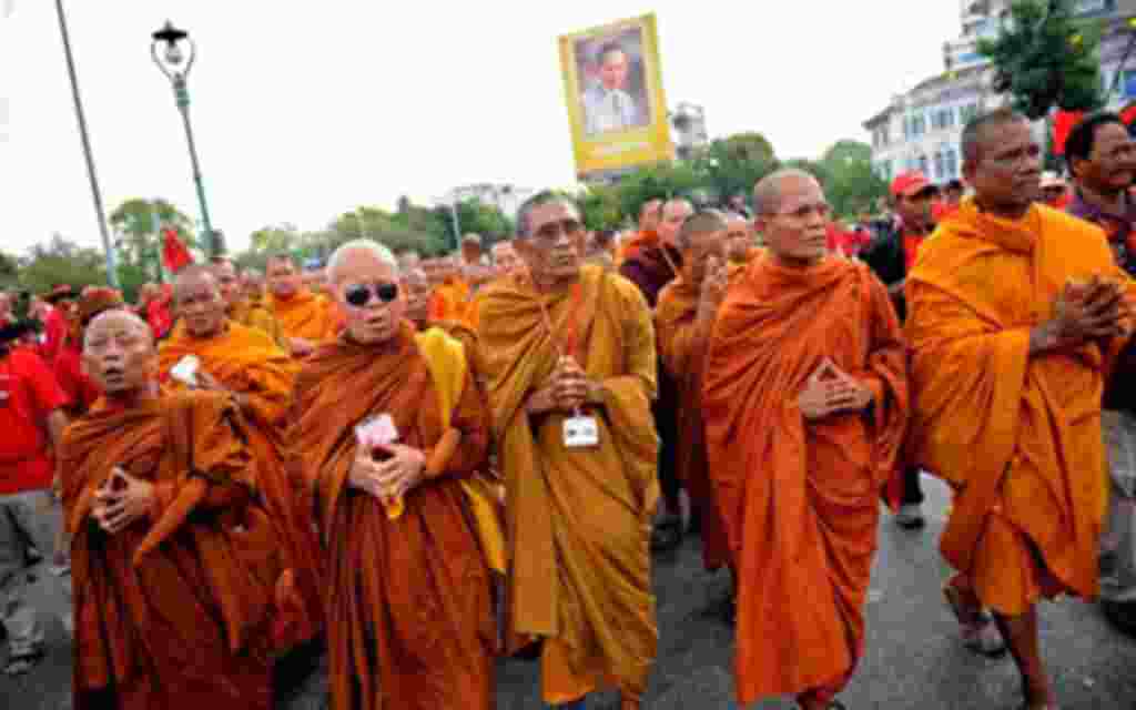 Protestas de los monjes budistas en Tailandia.