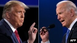 Président elect Joe Biden (D) na président Donald Trump (G) na bilili ya kosangisa, 22 octobre 2020.