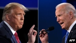 Président elect Joe Biden (D) na président Donald Trump (G) na bilili ya kosangisa, 22 octobre 2020.