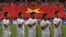 Các cầu thủ Việt Nam hát quốc ca trước mỗi trận đấu ở SEAGAMES.