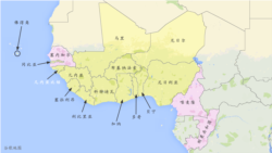 西部非洲及几内亚比绍地理位置图。
