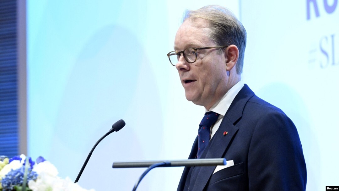 FILE - Swedish Foreign Minister Tobias Billstrom attends the Annual Meeting of Heads of Finland's missions abroad and foreign policy leaders in Helsinki, Aug. 28, 2024. (Lehtikuva/Heikki Saukkomaa via Reuters)