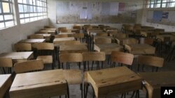 General view of an empty classroom at St Mary Primary School in Nairobi, Kenya, Sept. 6, 2011, because of a teachers' national strike. 