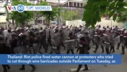 VOA60 Addunyaa - Thai Police Fire Water Cannons and Tear Gas at Pro-Democracy Protestors
