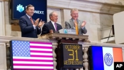 Mayor Michael Bloomberg rings the opening bell at the New York Stock Exchange in New York, October 31, 2012. 