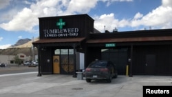 The Tumbleweed Express Drive-Thru, the nation's first first drive-through marijuana dispensary, is shown in Parachute, Colorado, April 19, 2017.