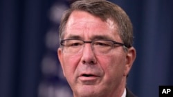 Defense Secretary Ash Carter at the Pentagon, Aug. 20, 2015. 