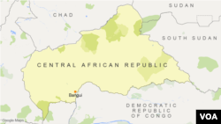 Centrafrique, carte en anglais.