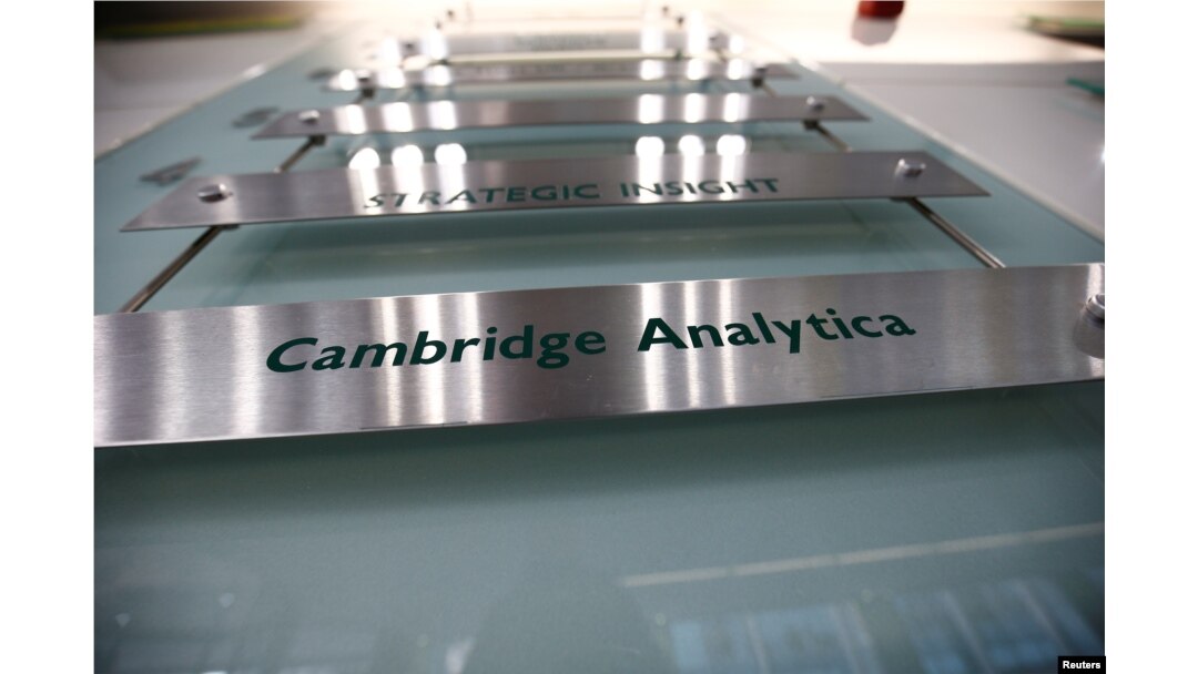 The nameplate of political consultancy, Cambridge Analytica, is seen in central London, Britain, March 21, 2018.