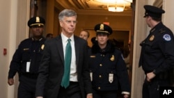 Top U.S. diplomat in Ukraine William Taylor, arrives to testify before the House Intelligence Committee on Capitol Hill in Washington, Wednesday, Nov. 13, 2019, during the first public impeachment hearings 